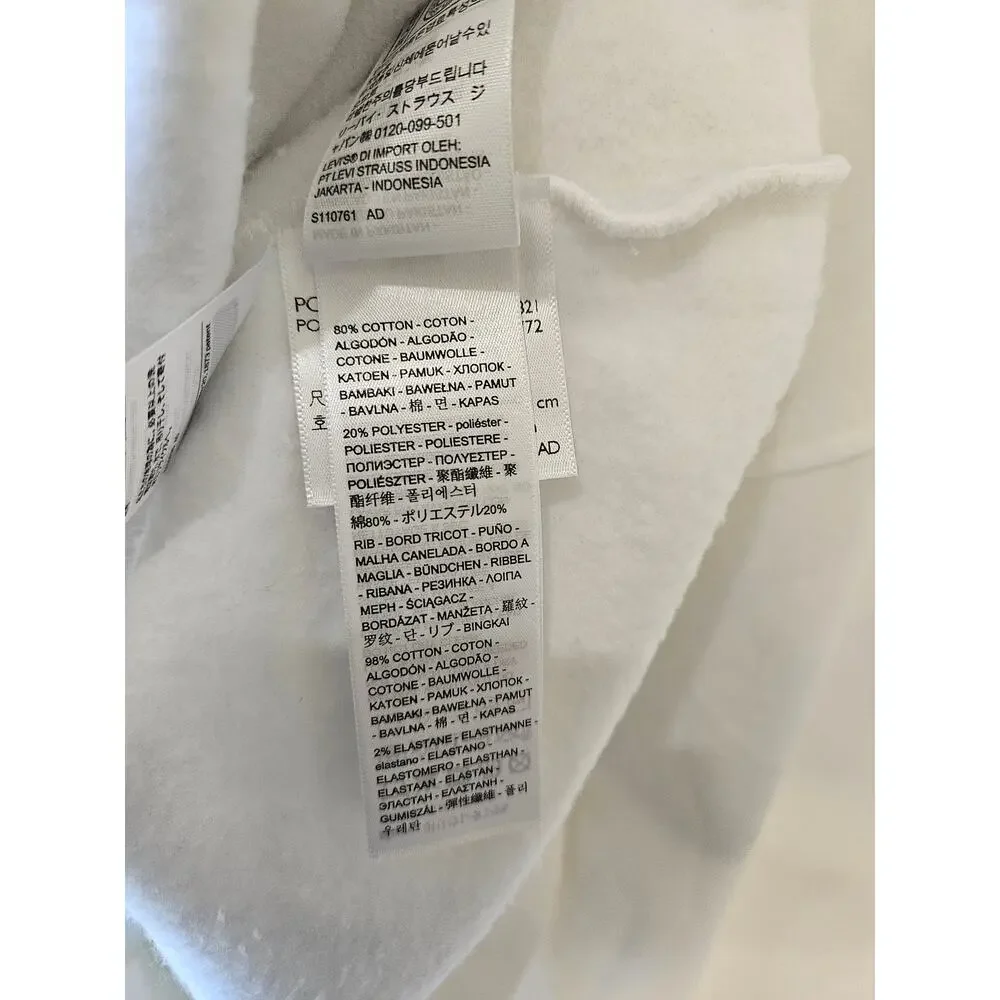 Levi's [Smudge] Hoodie White Minimal Sweatshirt Relaxed XL